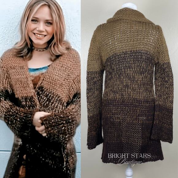 Rare Vintage Knit Ombre Knit Duster Cardigan ASO Mary-Kate Olsen ALT Willow - Picture 2 of 12